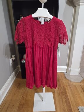 Copper Key Red Pink Lace Tunic